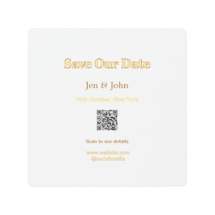 Save our date Scan QR for details name date webite Metal Print