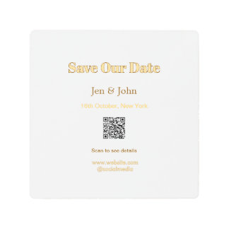 Save our date Scan QR for details name date webite Metal Print