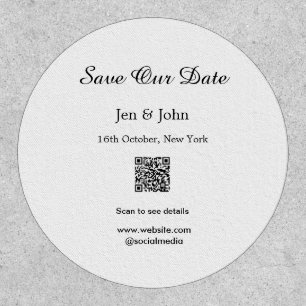 Save our date Scan QR for details name date webite Patch