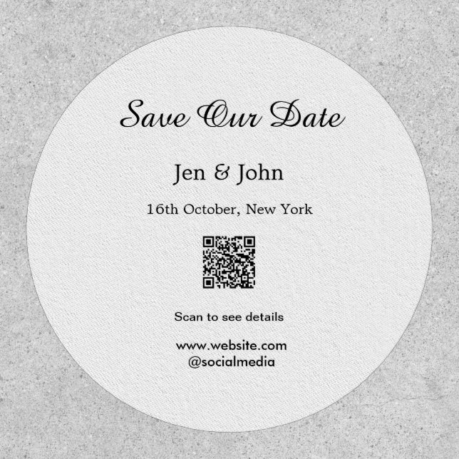 Save our date Scan QR for details name date webite Patch (Front)