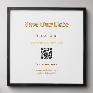 Save our date Scan QR for details name date webite Peel And Stick Photo Tile