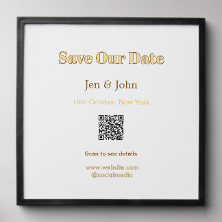 Save our date Scan QR for details name date webite Peel And Stick Photo Tile