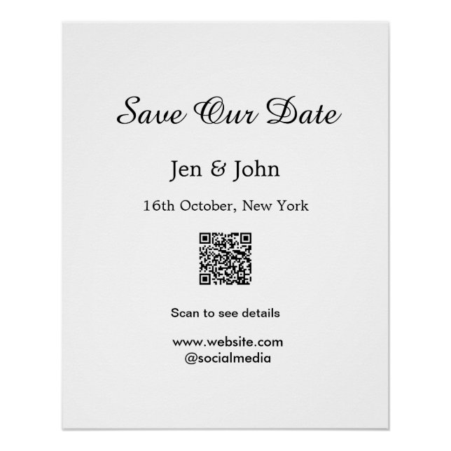 Save our date Scan QR for details name date webite Poster (Front)