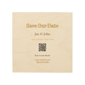 Save our date Scan QR for details name date webite Wood Wall Art