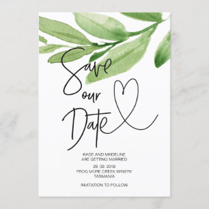 Save Our Date Tropical Green Eucalyptus Wedding Invitation