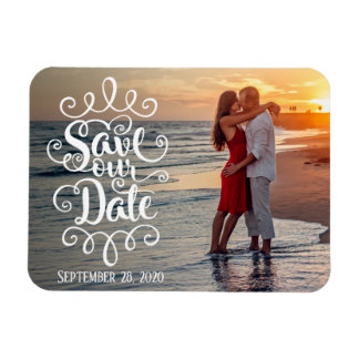 Save Our Date Wedding | Handwritten Ornate Script Magnet