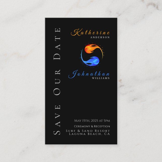 Save Our Date-Wedding-Twin Flames Business Card (Front)