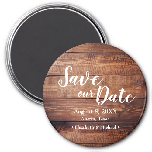 Save our date Wood Print Wedding Favor Magnet