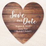 Save our date Wood Print Wedding Favor Paper Coaster<br><div class="desc">Introducing our "Save our Date Wood Print Wedding Favor Paper Coaster, " a truly unique and charming way to announce your special day and set the tone for your rustic wedding. These heart-shaped coasters not only capture the essence of your wedding theme but also make for practical and delightful favors...</div>