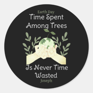 save our earth, earth day, love earth, personalize classic round sticker
