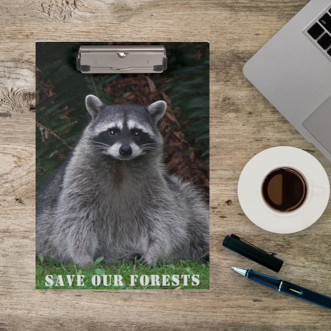 Save Our Forests Raccoon Wildlife Photo Clipboard (In Situ)