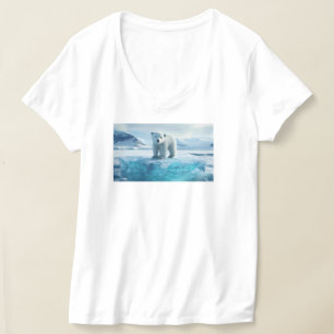 Save Our Glaciers- Polar Bear on Ice Blue Ocean T-Shirt