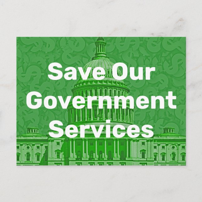 Save Our Government Services Postcard (Front)