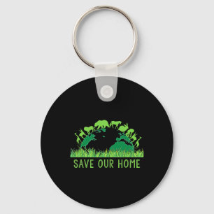 Save Our Home Animals Wildlife Conservation Earth Keychain