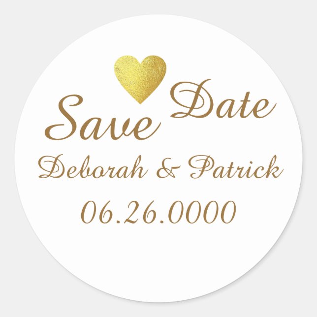 save our love date . wedding  classic round sticker (Front)