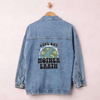 Save our mothe earth denim jacket