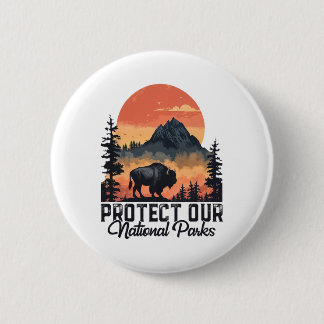 Save Our National Parks Resist Service Bison Buffa Button