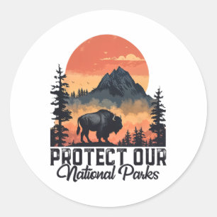 Save Our National Parks Resist Service Bison Buffa Classic Round Sticker