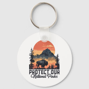 Save Our National Parks Resist Service Bison Buffa Keychain