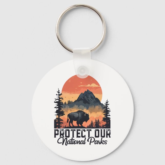 Save Our National Parks Resist Service Bison Buffa Keychain (Front)