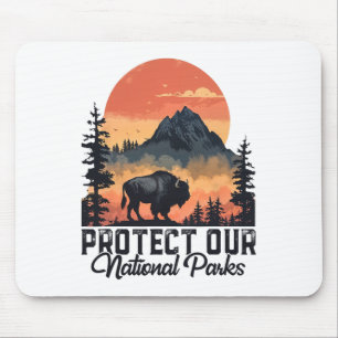 Save Our National Parks Resist Service Bison Buffa Mouse Pad