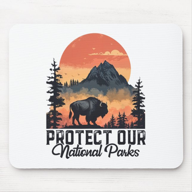 Save Our National Parks Resist Service Bison Buffa Mouse Pad (Front)