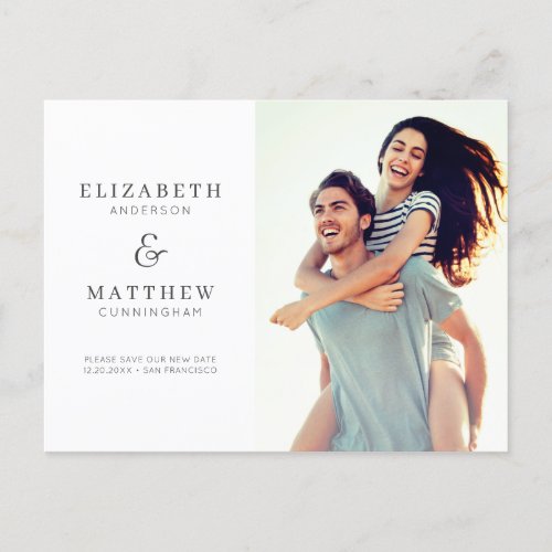 Save Our New Date Minimalist Custom Photo Wedding Announcement Postcard