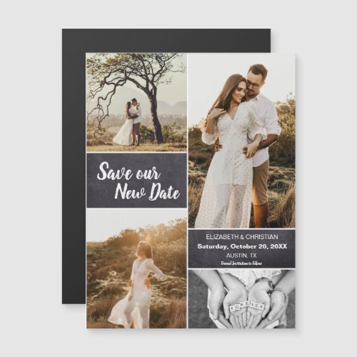 Save our New Date Wedding Photo Change the Date Magnetic Invitation