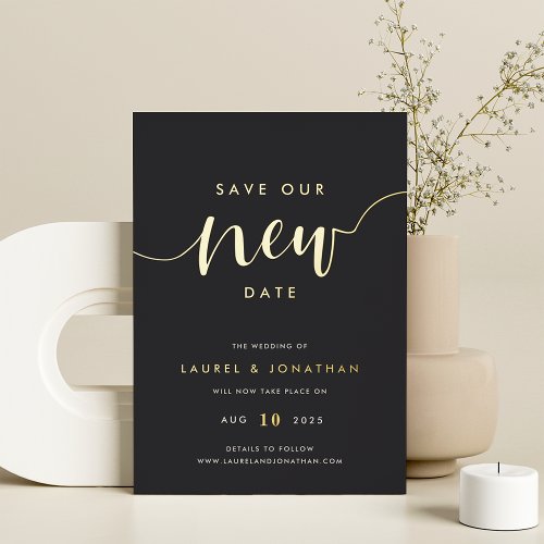 Save Our New Date Wedding Postponement Foil Card