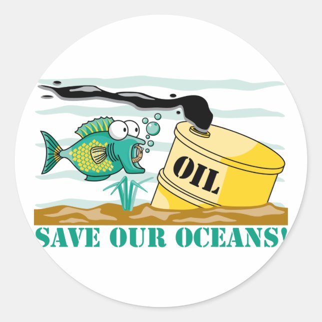 Save Our Oceans! Classic Round Sticker (Front)