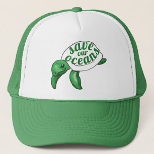 Save Our Oceans Cute Turtle Trucker Hat