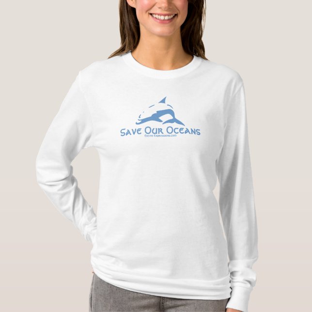 Save Our Oceans Dolphin Graphic T-Shirt (Front)