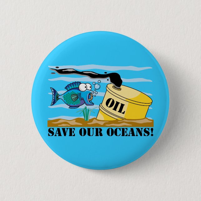 Save Our Oceans Earth Day Pinback Button (Front)