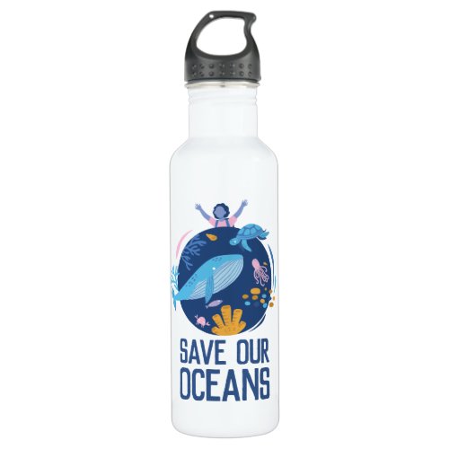Save our Oceans Earth Day Stainless Steel Water Bottle