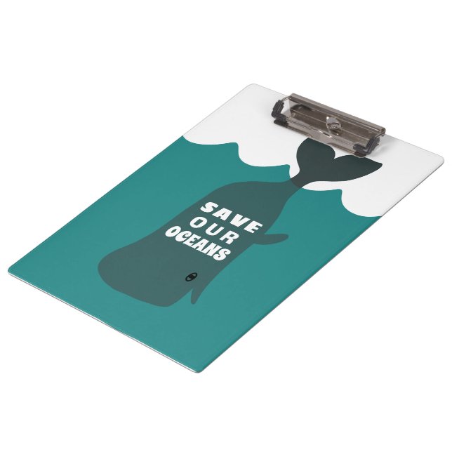 Save Our Oceans Environmental Art Whale  Clipboard (Angled)