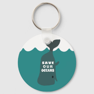 Save Our Oceans Environmental Art Whale  Keychain