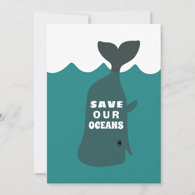 Save Our Oceans Environmental Art Whale Kids  Invitation (Front)