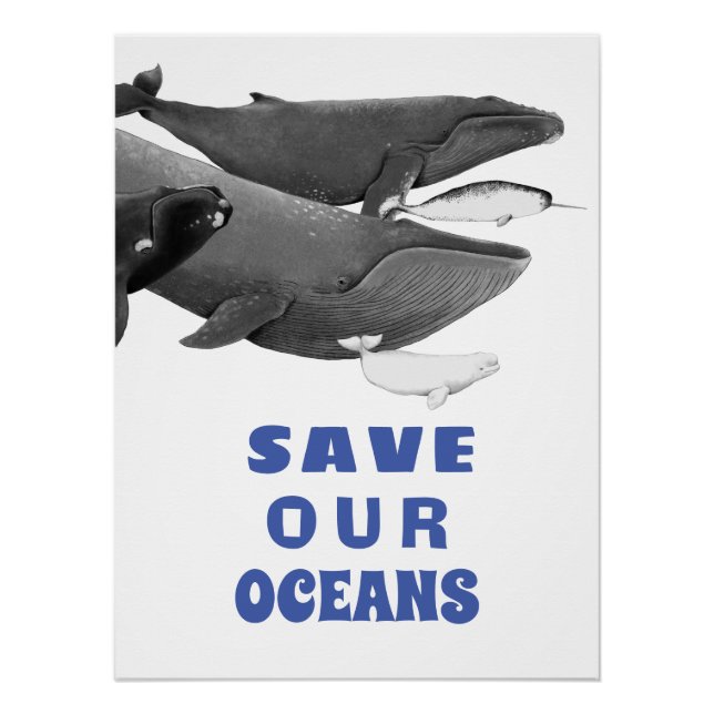 Save Our Oceans Environmental Art Whale Kids  Poster (Front)