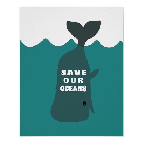 Save Our Oceans Environmental Art Whale Kids  Poster