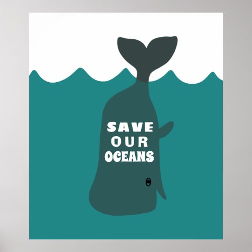 Save Our Oceans Environmental Art Whale Kids   Poster