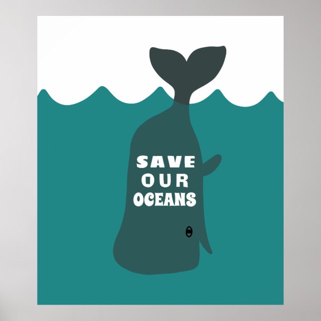 Save Our Oceans Environmental Art Whale Kids   Poster (Front)