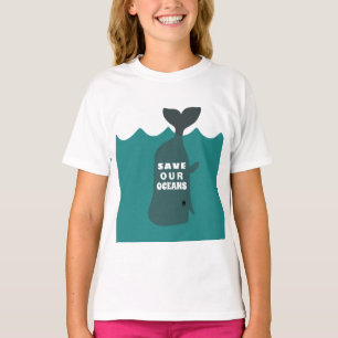 Save Our Oceans Environmental Art Whale Kids T-Shirt
