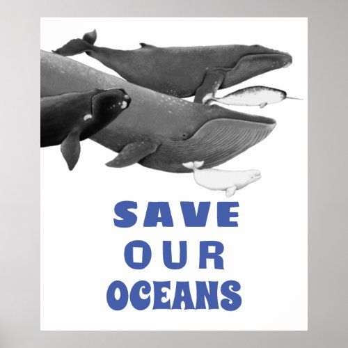 Save Our Oceans Environmental Art Whale   Poster