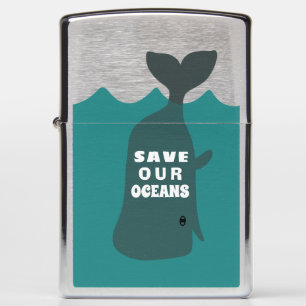Save Our Oceans Environmental Art Whale  Zippo Lighter