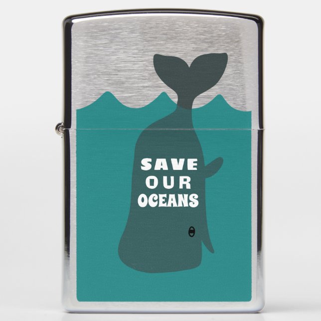 Save Our Oceans Environmental Art Whale  Zippo Lighter (Front)