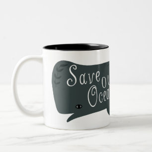 Save Our Oceans Environmental Whale Two-Tone Coffee Mug
