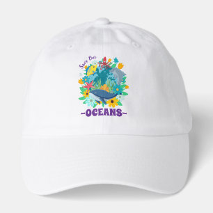 Save our oceans Flower Whale Colorful Design Earth Hat