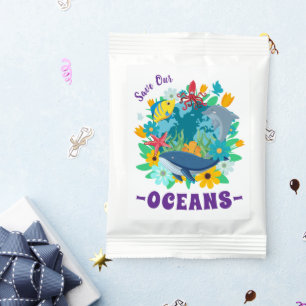 Save our oceans Flower Whale Colorful Design Earth Margarita Drink Mix