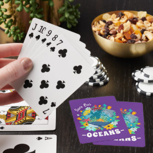 Save our oceans Flower Whale Colorful Design Earth Poker Cards