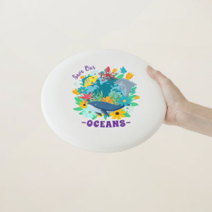 Save our oceans Flower Whale Colorful Design Earth Wham-O Frisbee
